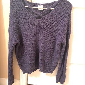 Tilly's blue criss-cross sweater